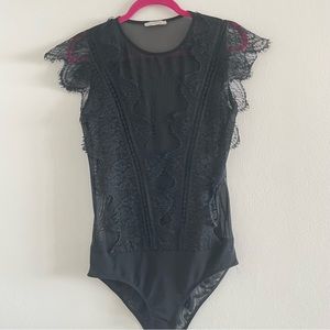 Zara Black Laced Bodysuit. Perfect Condition. Size M. Very Stretchy